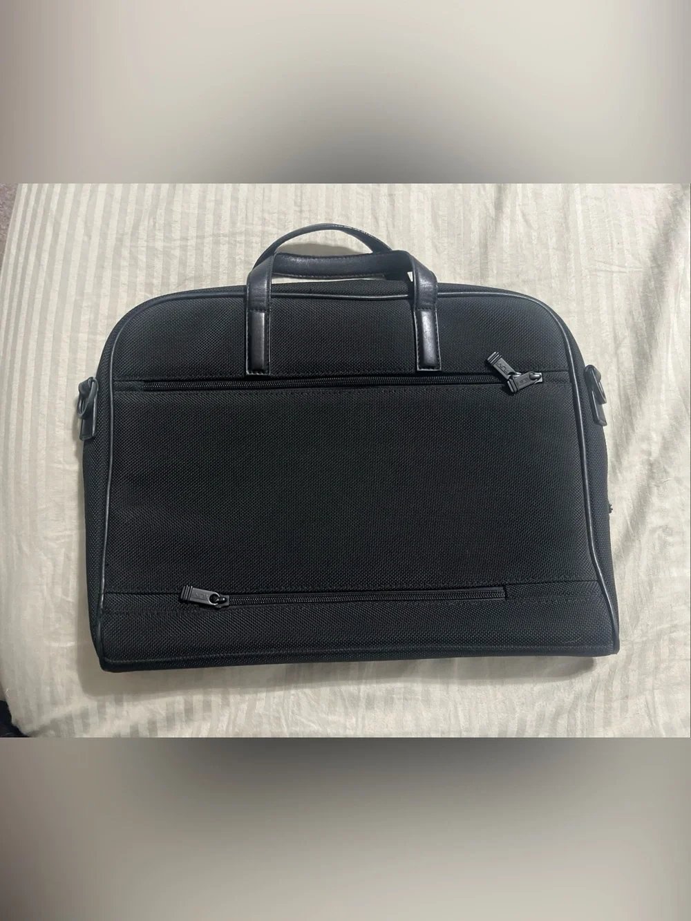 Tumi Black Nylon Laptop Briefcase with Leather Trim